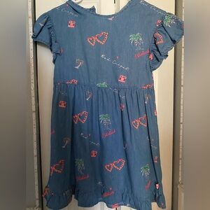 Billieblush Blue Chambray Dress with Pink and Green Prints